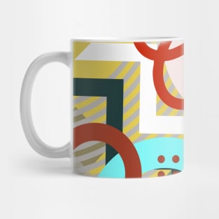 Modern Geometric Pattern Bright Aqua Red POP Retro Style Mug